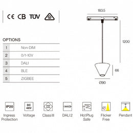 8W Pendant Light, Magnetic Track Light, MT-EMT043A01-8W - Galaxy Lighting NZ