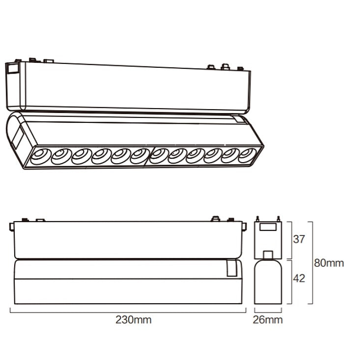 12W Spot Light, Ultra Slim Magnetic Track Module, MT-T102-12W