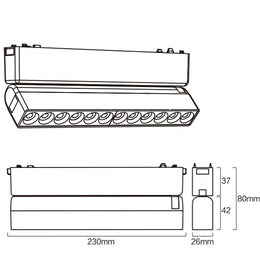 12W Spot Light, Ultra Slim Magnetic Track Module, MT-T102-12W