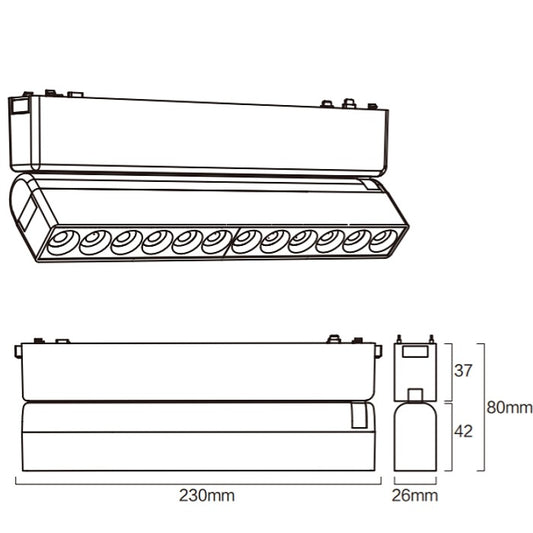 12W Spot Light, Ultra Slim Magnetic Track Module, MT-T102-12W