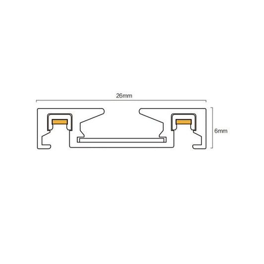 1m Black Surface mounted Track, Ultra Slim Magnetic Track Module, MT-T201-1m