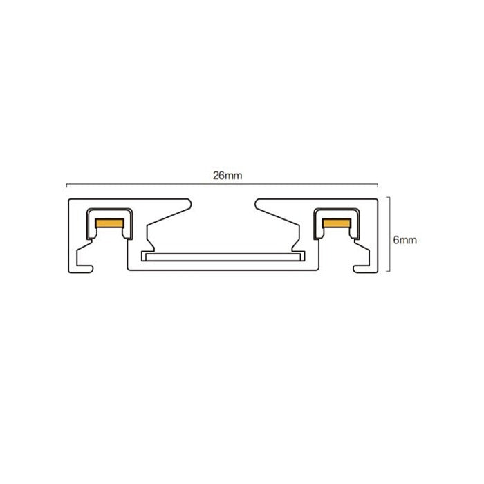 2m Black Surface mounted Track, Ultra Slim Magnetic Track Module, MT-T201-2m