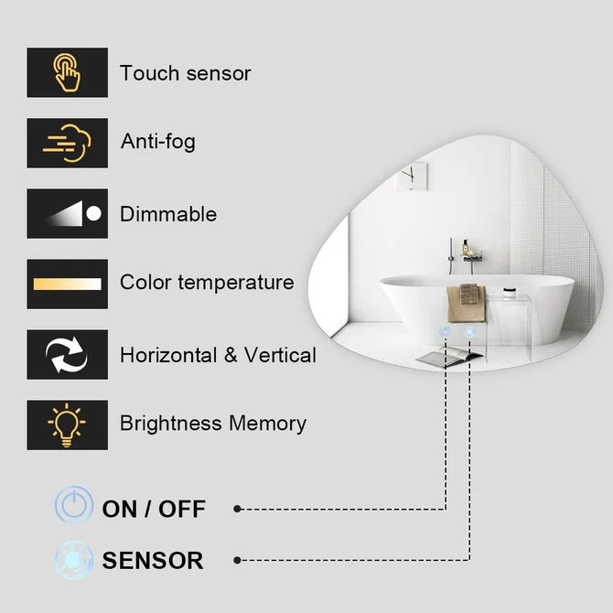 Special Frameless LED Mirror with Motion Sensor Auto On Demister 860x740mm (Free shipping does not apply to mirror) - Galaxy Lighting NZ