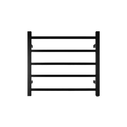 Square Matt Black Electric Heated Towel Rack 530*600mm 5Bars - Galaxy Lighting NZ