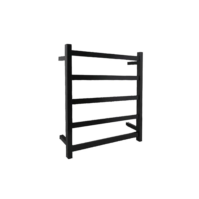 Square Matt Black Electric Heated Towel Rack 530*600mm 5Bars - Galaxy Lighting NZ