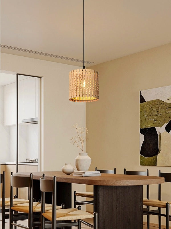 Wood Pendant Light P106-18cm,Two Sizes - Galaxy Lighting NZ