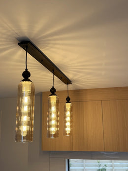 Vintage Style Glass Pendant Light P118-Amber - Galaxy Lighting NZ