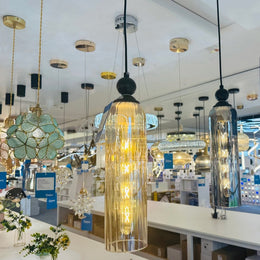 Vintage Style Glass Pendant Light P118-Smokey Grey - Galaxy Lighting NZ