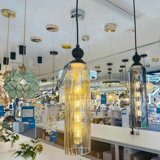 Vintage Style Glass Pendant Light P118-Smokey Grey - Galaxy Lighting NZ