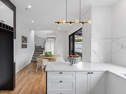 Unique Firework LED Kitchen Pendant Light, Amber Glass With Black Frame P1201-1M - Galaxy Lighting NZ