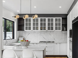 Unique Firework LED Kitchen Pendant Light, Amber Glass With Black Frame P1201-1M - Galaxy Lighting NZ