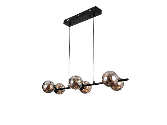 Unique Firework LED Kitchen Pendant Light, Amber Glass With Black Frame P1201-1M - Galaxy Lighting NZ