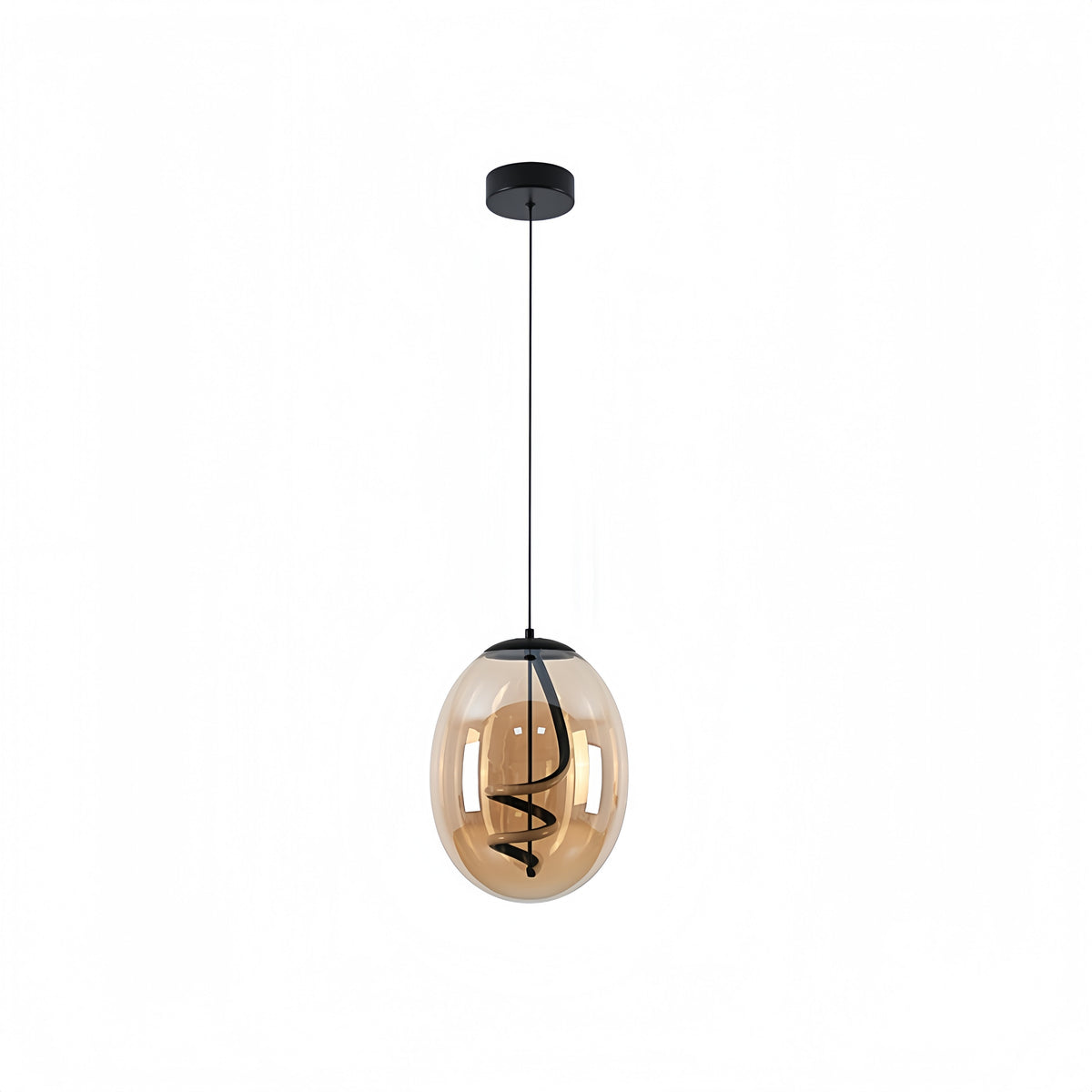 Spiral Amber Glass LED Pendant Light P122-AM