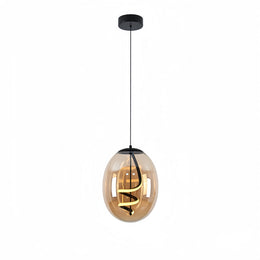 Spiral Amber Glass LED Pendant Light P122-AM