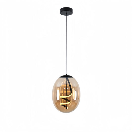 Spiral Amber Glass LED Pendant Light P122-AM