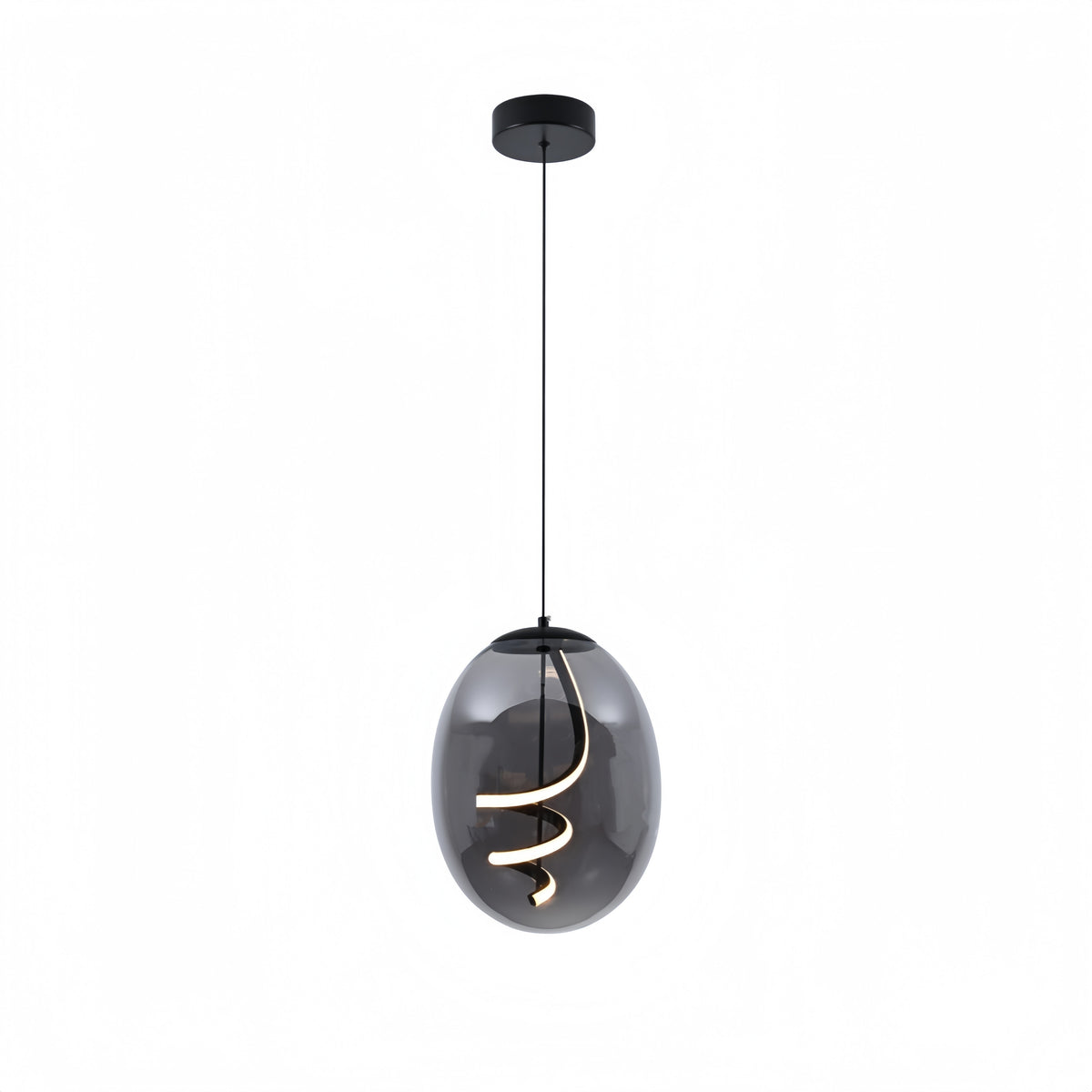 Spiral Smoke Grey Glass LED Pendant Light P122-SG