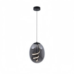 Spiral Smoke Grey Glass LED Pendant Light P122-SG