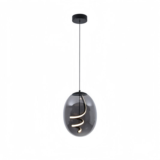 Spiral Smoke Grey Glass LED Pendant Light P122-SG