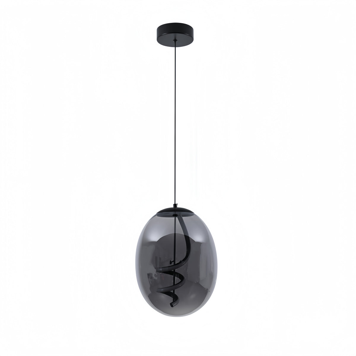 Spiral Smoke Grey Glass LED Pendant Light P122-SG