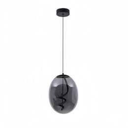 Spiral Smoke Grey Glass LED Pendant Light P122-SG