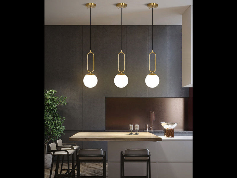 Gold Metal With Frosted Glass Modern Kitchen/Bedside Pendant Light P131 - Galaxy Lighting NZ