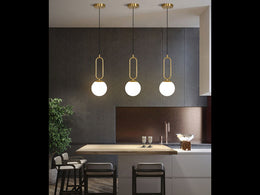 Gold Metal With Frosted Glass Modern Kitchen/Bedside Pendant Light P131 - Galaxy Lighting NZ