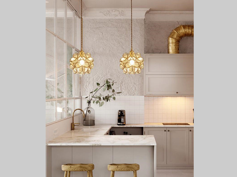 Glass Stylish Flower Pendant Bedside Light P139-Clear - Galaxy Lighting NZ