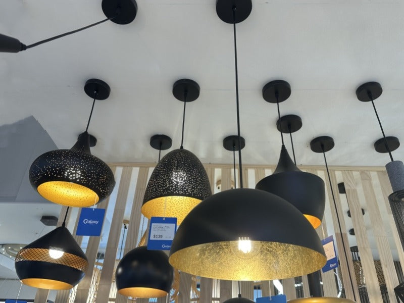 Black With Gold Color Interior Classic Pendant Light P145 - Galaxy Lighting NZ