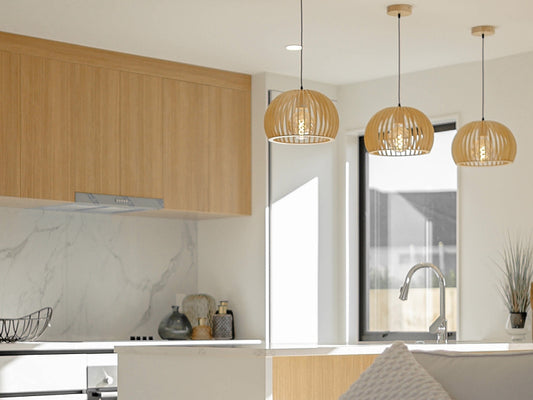 Wooden Pendant Light P178 - Galaxy Lighting NZ