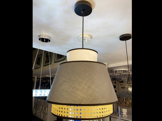 Rattan and Fabric Pendant Light P186 - Galaxy Lighting NZ