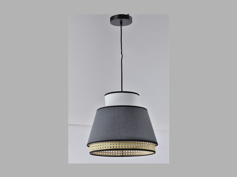Rattan and Fabric Pendant Light P186 - Galaxy Lighting NZ