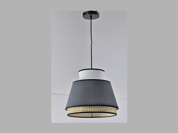 Rattan and Fabric Pendant Light P186 - Galaxy Lighting NZ