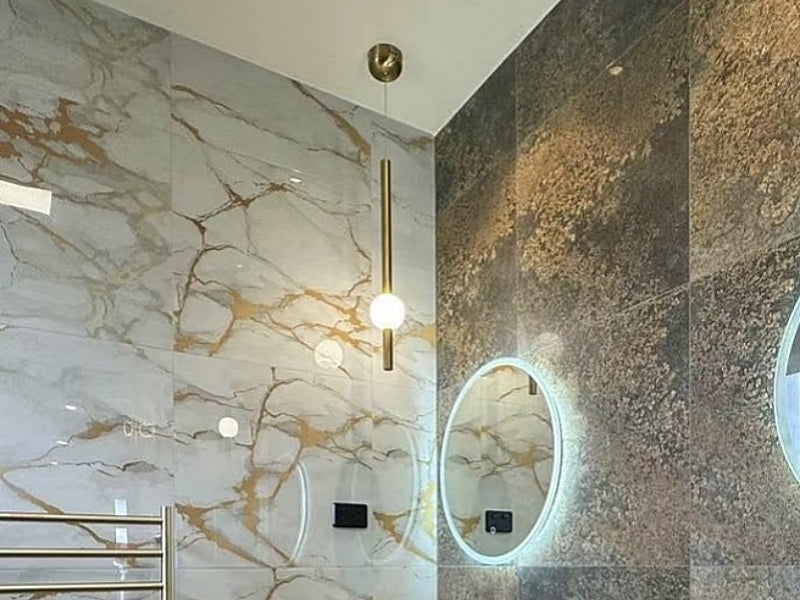 Slim Modern Gold Colour LED Pendant Bedside/Bathroom Feature Light P198 - Galaxy Lighting NZ