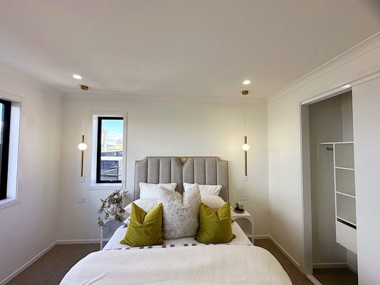 Slim Modern Gold Colour LED Pendant Bedside/Bathroom Feature Light P198 - Galaxy Lighting NZ