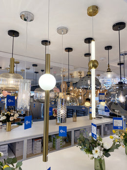 Slim Modern Gold Colour LED Pendant Bedside/Bathroom Feature Light P198 - Galaxy Lighting NZ