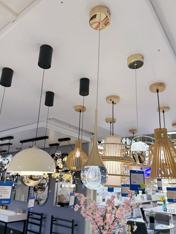 Modern Gold Colour LED Pendant Bedside/Bathroom Feature Light P208 - Galaxy Lighting NZ