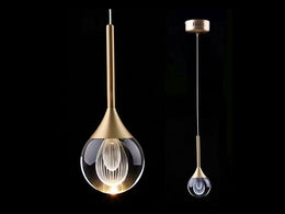 Modern Gold Colour LED Pendant Bedside/Bathroom Feature Light P208 - Galaxy Lighting NZ