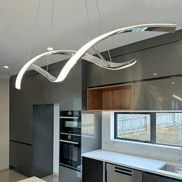 LED Pendant Kitchen Light Chrome Double Spiral Shape P210-1.1M - Galaxy Lighting NZ