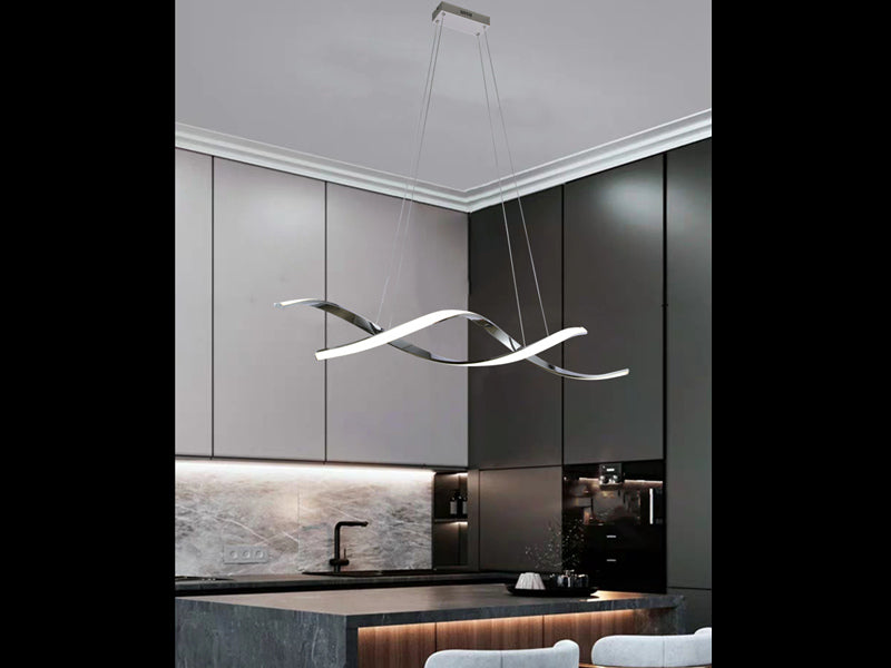 LED Pendant Kitchen Light Chrome Double Spiral Shape P210-1.1M - Galaxy Lighting NZ