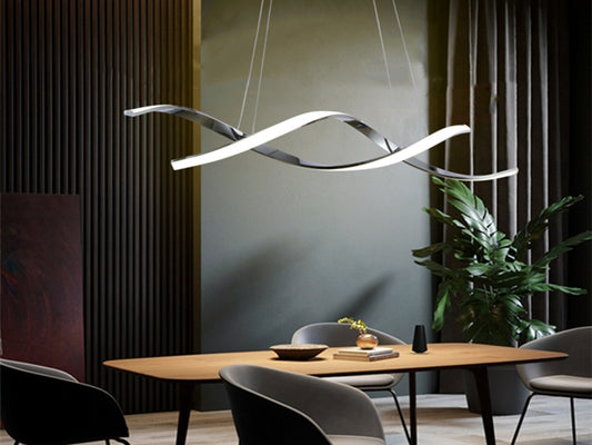 LED Pendant Kitchen Light Chrome Double Spiral Shape P210-1.1M - Galaxy Lighting NZ