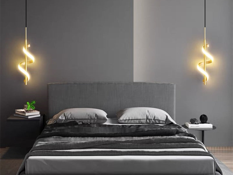 Gold Colour Slim Modern LED Pendant Bedside/Bathroom Feature Light P228-Gold - Galaxy Lighting NZ