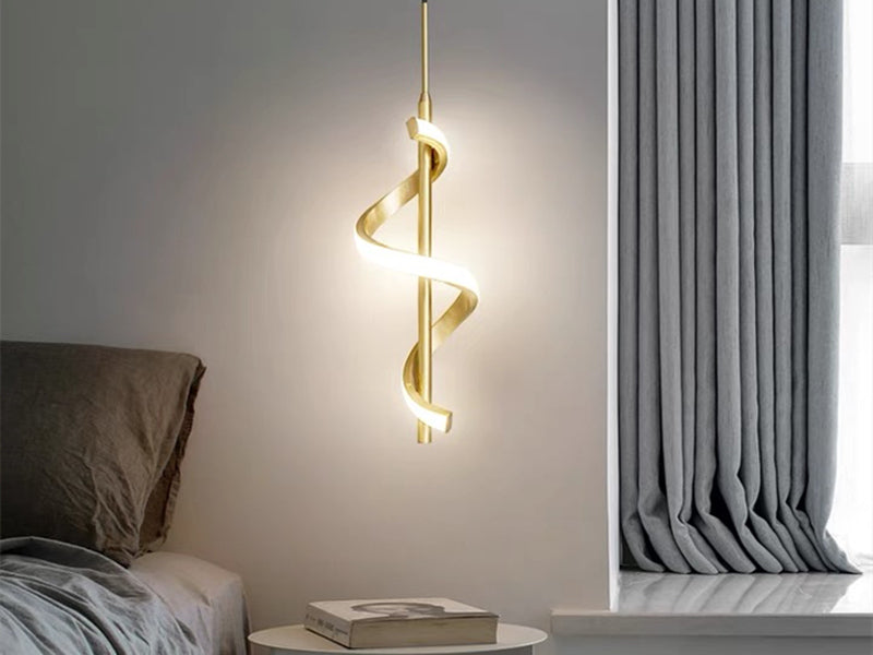 Gold Colour Slim Modern LED Pendant Bedside/Bathroom Feature Light P228-Gold - Galaxy Lighting NZ