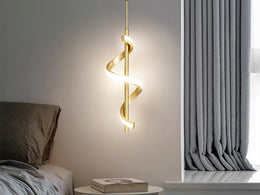 Gold Colour Slim Modern LED Pendant Bedside/Bathroom Feature Light P228-Gold - Galaxy Lighting NZ