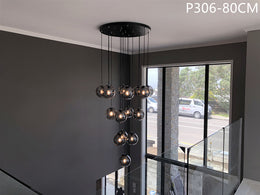 Smoky Grey Drop Light D306-80cm , Two Sizes - Galaxy Lighting NZ
