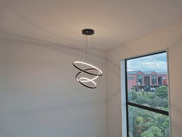Modern LED Pendant Light, Two Sizes P307-Black-50cm - Galaxy Lighting NZ
