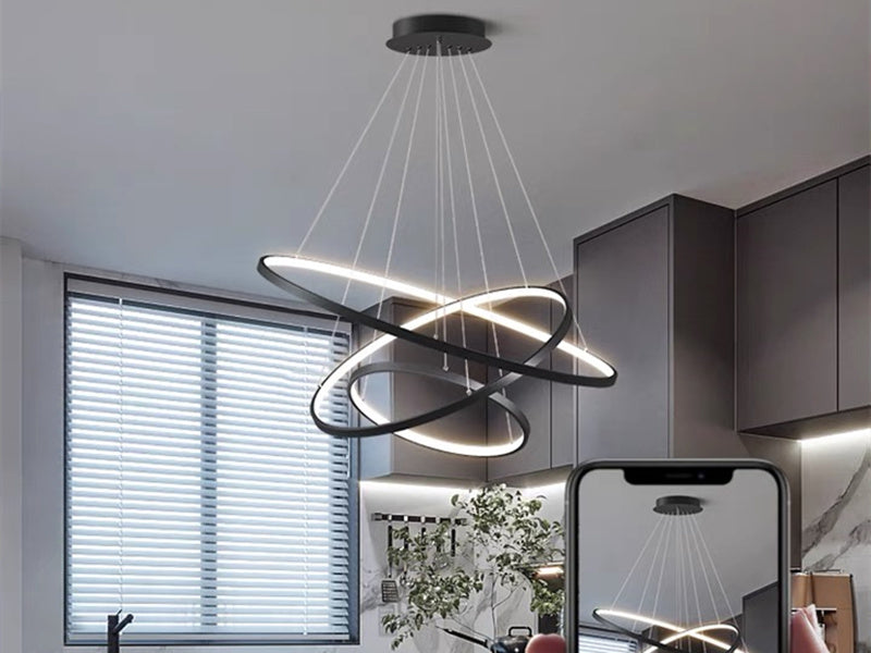 Modern LED Pendant Light P307-Black-80cm - Galaxy Lighting NZ