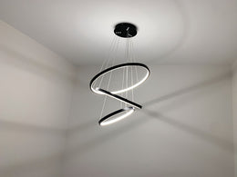 Modern LED Pendant Light, Two Sizes P307-Black-50cm - Galaxy Lighting NZ