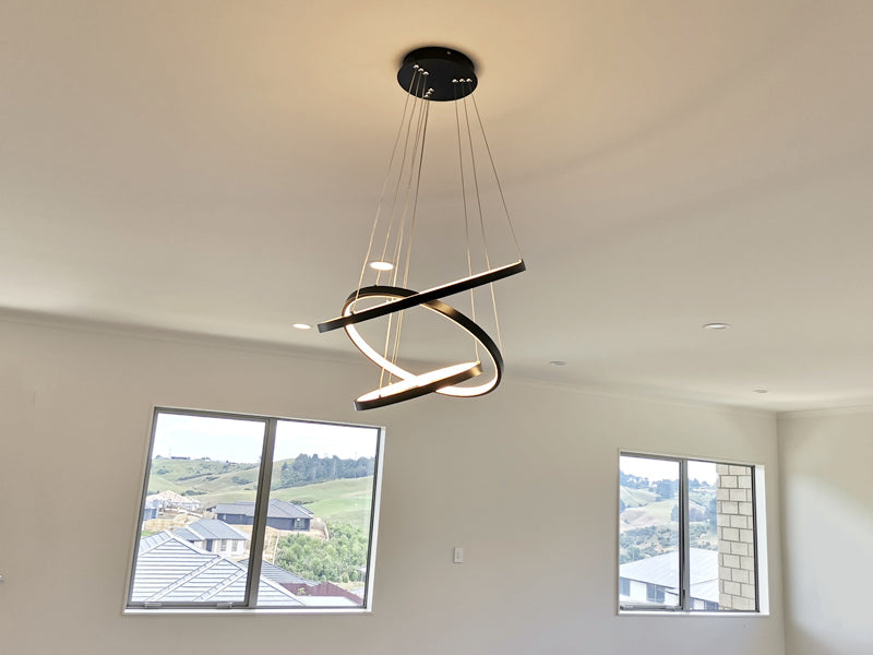 Modern LED Pendant Light, Two Sizes P307-Black-50cm - Galaxy Lighting NZ