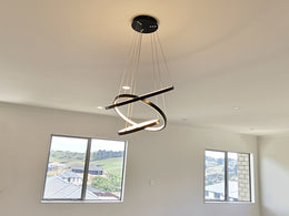 Modern LED Pendant Light, Two Sizes P307-Black-50cm - Galaxy Lighting NZ