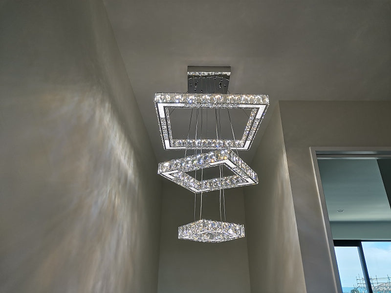 Color Change LED Crystal Pendant Light P309-3Rings  ,Two Sizes - Galaxy Lighting NZ